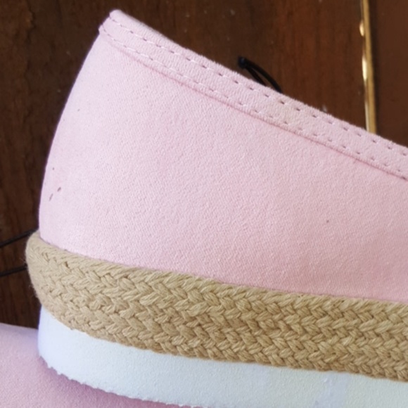 Pink Faux Suede Espadrille Slip On Sneakers - Picture 3 of 6
